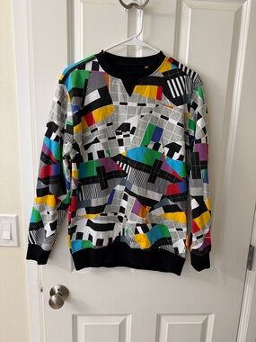 Oppo Multicolor Geometric Crewneck Sweater with Black Trim